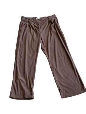 HALARA Ribbed Knit Wide-Leg Pants in Chocolate Brown